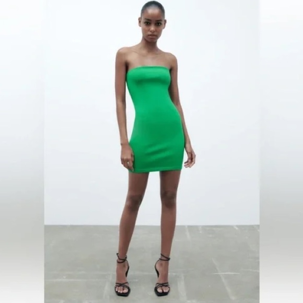 Zara Strapless Green Dress